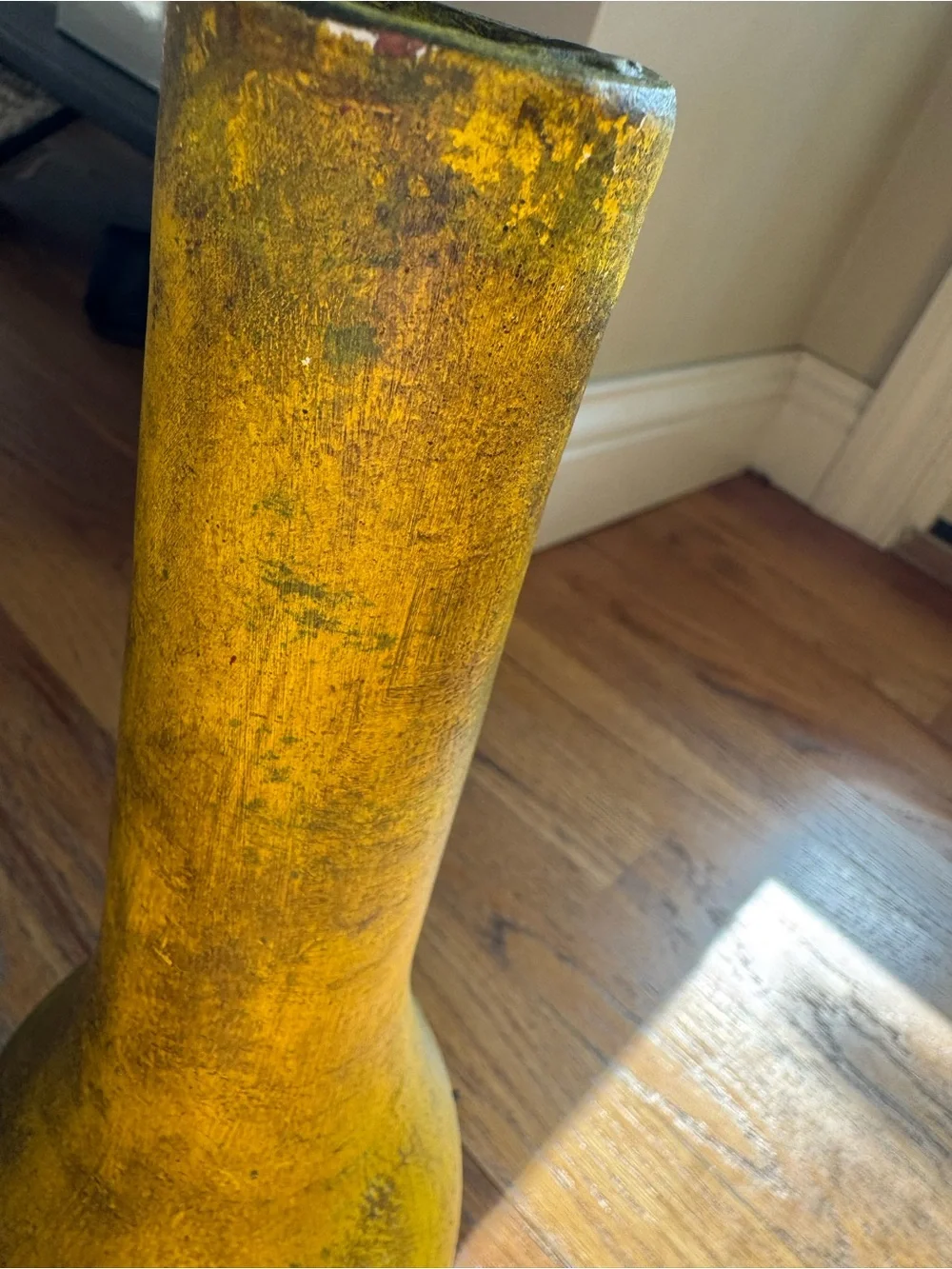 Yellow Decorative Vase - Home Accents, 11 inches tall.
